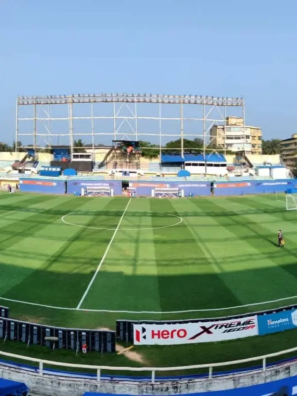 FIFA-standard football ground with line marking and final touches for professional matches